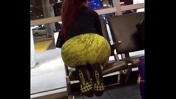 Candid - Redbone in Colorfull Leggings with Thick Booty