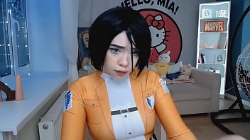 Cute babe Mikasa Ackerman cosplay fucks her pussy and cums