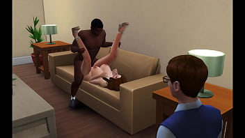 Sims 4:  Big Tit Milf Fucks to Pay Off S's Debt, Makes Him Watch