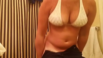 Busty  23yo Wife Undresses before showering